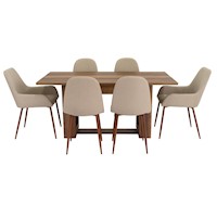 COMEDOR + 4 SILLAS SIN BRAZO + 2 SITIALS CON BRAZO - VOLTERRA / CONCEPT - CARAMELO / CAFÉ CLARO | MARCA: TUHOME